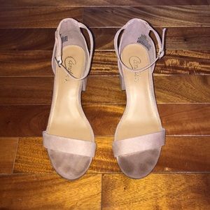 Candies Blush Suede Block Heels